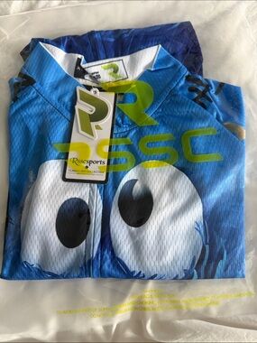 RSSC Sports Blue Graphic Cycling Jersey with Big Eyes Design